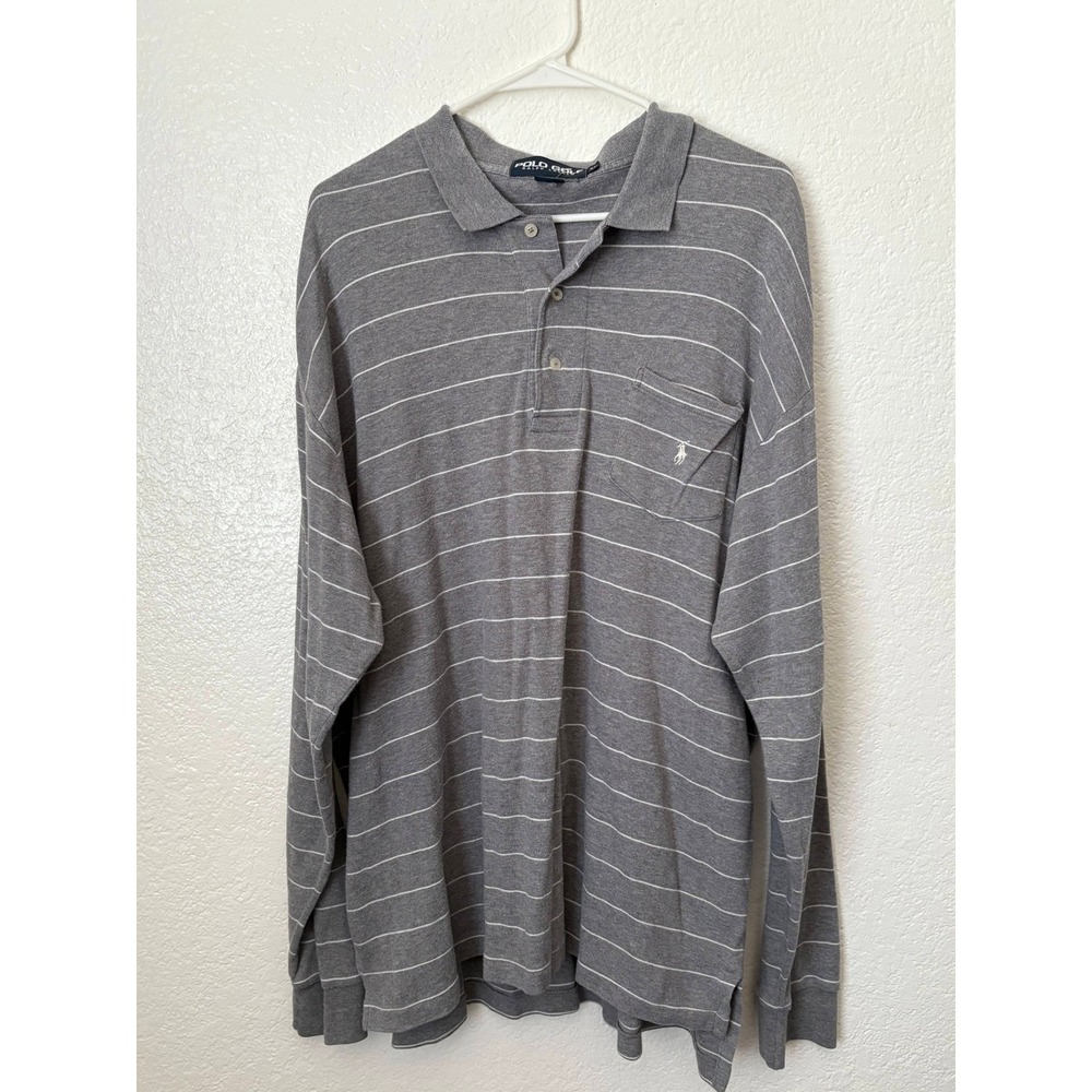 Polo Golf Ralph Lauren Long Sleeve Striped Henley Rugby Preppy Country Club